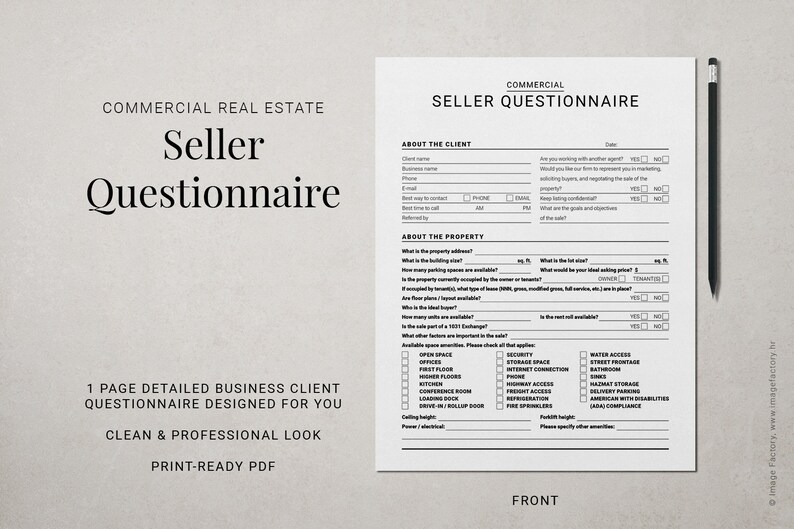 Commercial Real Estate Seller Questionnaire Form Real Estate Etsy