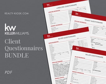 BUNDLE Keller Williams Real Estate Marketing Printable Buyer Seller Landlord and Tenant Questionnaire, Client Consultation Form