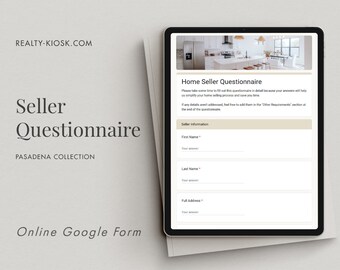 Cuestionario de vendedor de vivienda en línea, Plantilla de admisión de vendedor, Plantilla de formulario web, Formulario de vendedor digital, Marketing de agentes inmobiliarios, Formulario de bienes raíces en línea