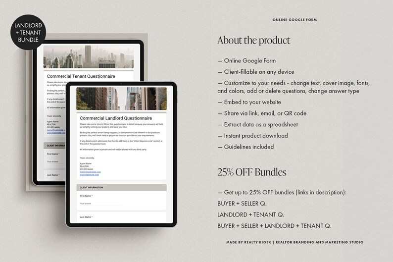 Commercial Real Estate Tenant Questionnaire, Tenant Intake, Tenant 