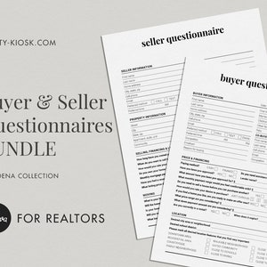 Buyer and Seller Questionnaire, Canva Template, Client Consultation, Buyer Questionnaire, Seller Questionnaire, Real Estate Client Package