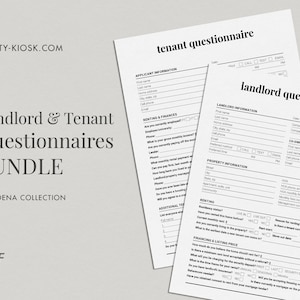 Real Estate Bundle, Landlord Questionnaire, Tenant Questionnaire, Landlord and Tenant Intake Forms, Tenancy Application, Printable PDF