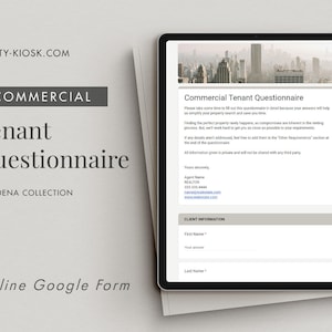 Commercial Real Estate Tenant Questionnaire, Tenant Intake, Tenant Web Form, Real Estate Google Form, Commercial Realtor Marketing