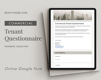 Commercial Real Estate Tenant Questionnaire, Tenant Intake, Tenant Web Form, Real Estate Google Form, Commercial Realtor Marketing