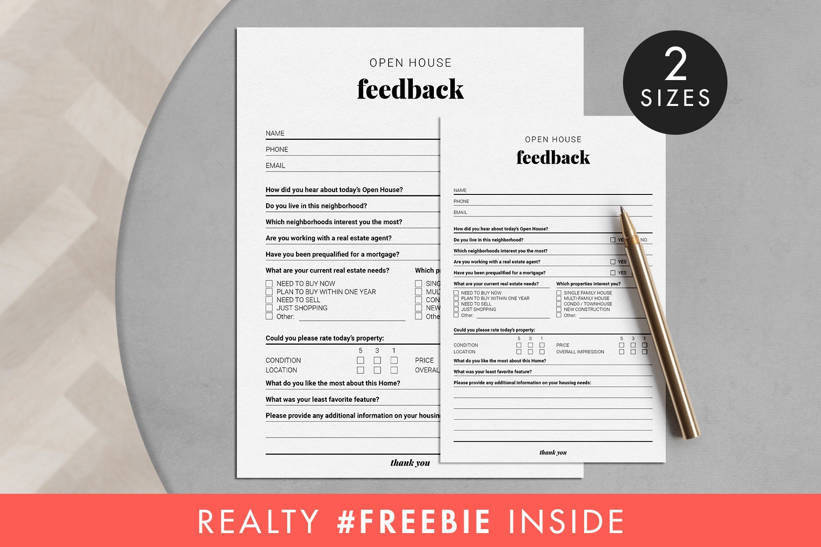 Real Estate Feedback Form, Open House Feedback Form, Buyer