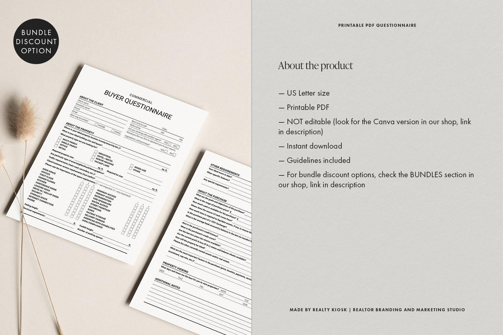 Commercial Real Estate Buyer Questionnaire Commercial Etsy