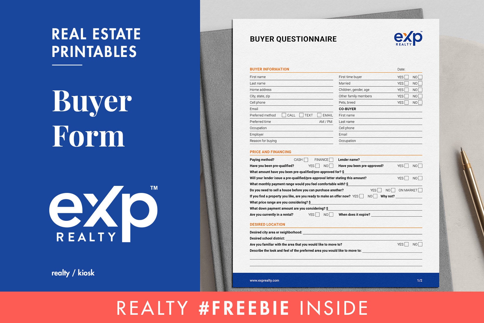 Exp Realty Buyer Questionnaire Form, Buyer Consultation Form, Client