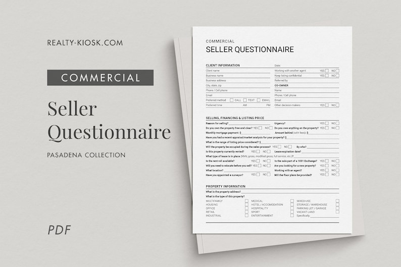 Selling Questionnaire Commercial Real Estate Seller Questionnaire, Commercial Property Seller ...