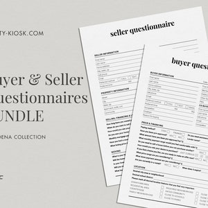 Real Estate Bundle, Buyer and Seller Questionnaire, Client Consultation, Buyer Questionnaire, Seller Questionnaire, Home Buyer Package