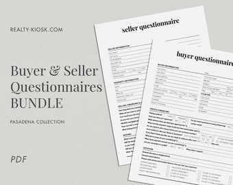Paquete de bienes raíces, Cuestionario del comprador y del vendedor, Consulta del cliente, Cuestionario del comprador, Cuestionario del vendedor, Paquete del comprador de vivienda