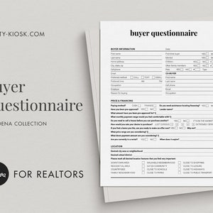 Canva Real Estate Buyer Questionnaire, Buyer Intake Form, Client Consultation, Real Estate Form, Home Buyer Packet, Print, Canva Template