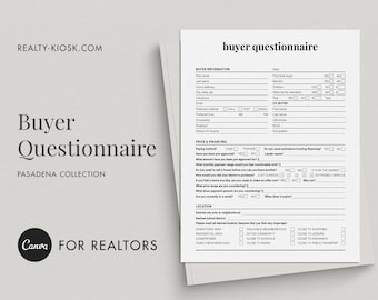 Canva Real Estate Buyer Questionnaire, Buyer Intake Form, Customer Consultation, Real Estate Form, Home Buyer Packet, Print, Canva Template