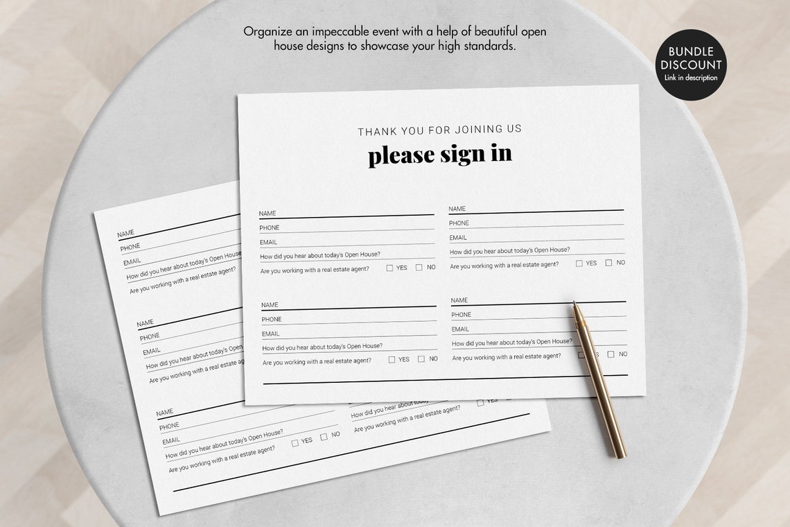 Open House Sign in Sheet, Open House Guest Sign In, Sign in Sheet Printable, Open House ...