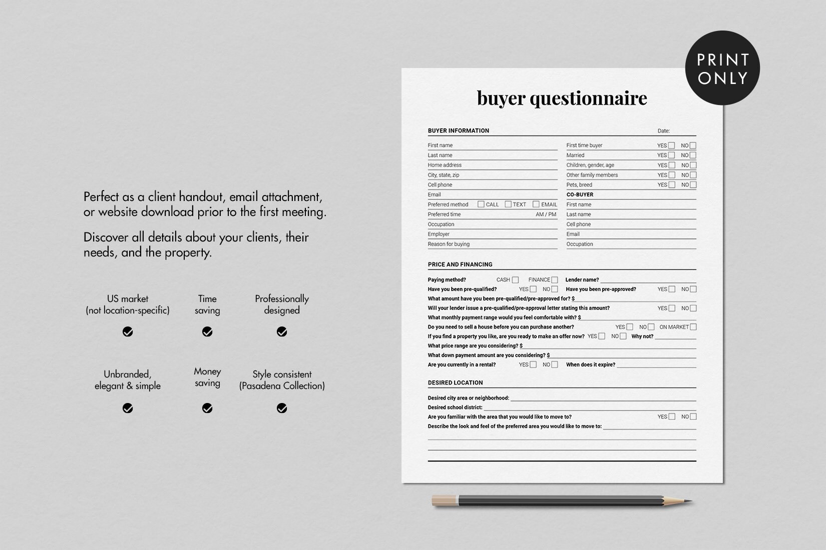 Real Estate Buyer Questionnaire Buyer Consultation Form Etsy