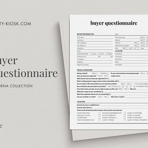 Real Estate Buyer Questionnaire, Buyer Consultation Form, Client Questionnaire Form, Real Estate Form, Real Estate Questionnaire, PDF Sheet