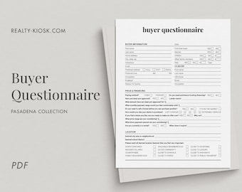 Cuestionario del comprador de bienes raíces, Formulario de consulta del comprador, Formulario de cuestionario del cliente, Formulario de bienes raíces, Cuestionario de bienes raíces, Hoja PDF