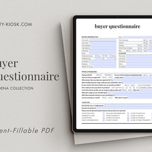Fillable Real Estate Home Buyer Questionnaire, Buyer Consultation Form, Client Questionnaire Form, Real Estate Form, Client Consultation PDF