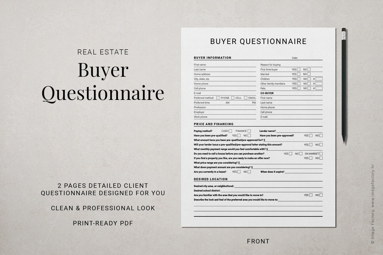 Real Estate Buyer Questionnaire Buyer Consultation Form Etsy