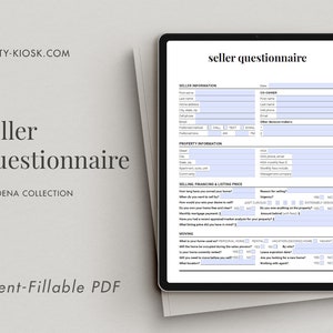 Fillable Real Estate Seller Questionnaire, Home Seller Form, Seller Consultation, Client Consultation, Real Estate Form, Pre List Survey