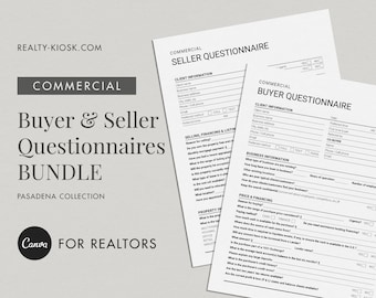 Commercial Real Estate Bundle, Buyer and Seller Questionnaire, Canva Template, Buyer Form, Seller Intake, Commercial Property, Canva