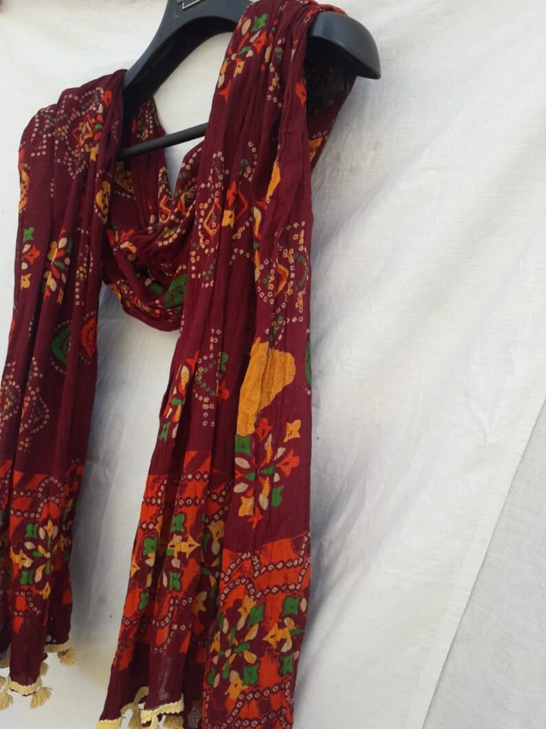 Pure Cotton Tiedye Dupatta Cotton Dupatta Stole Scarf Red Etsy