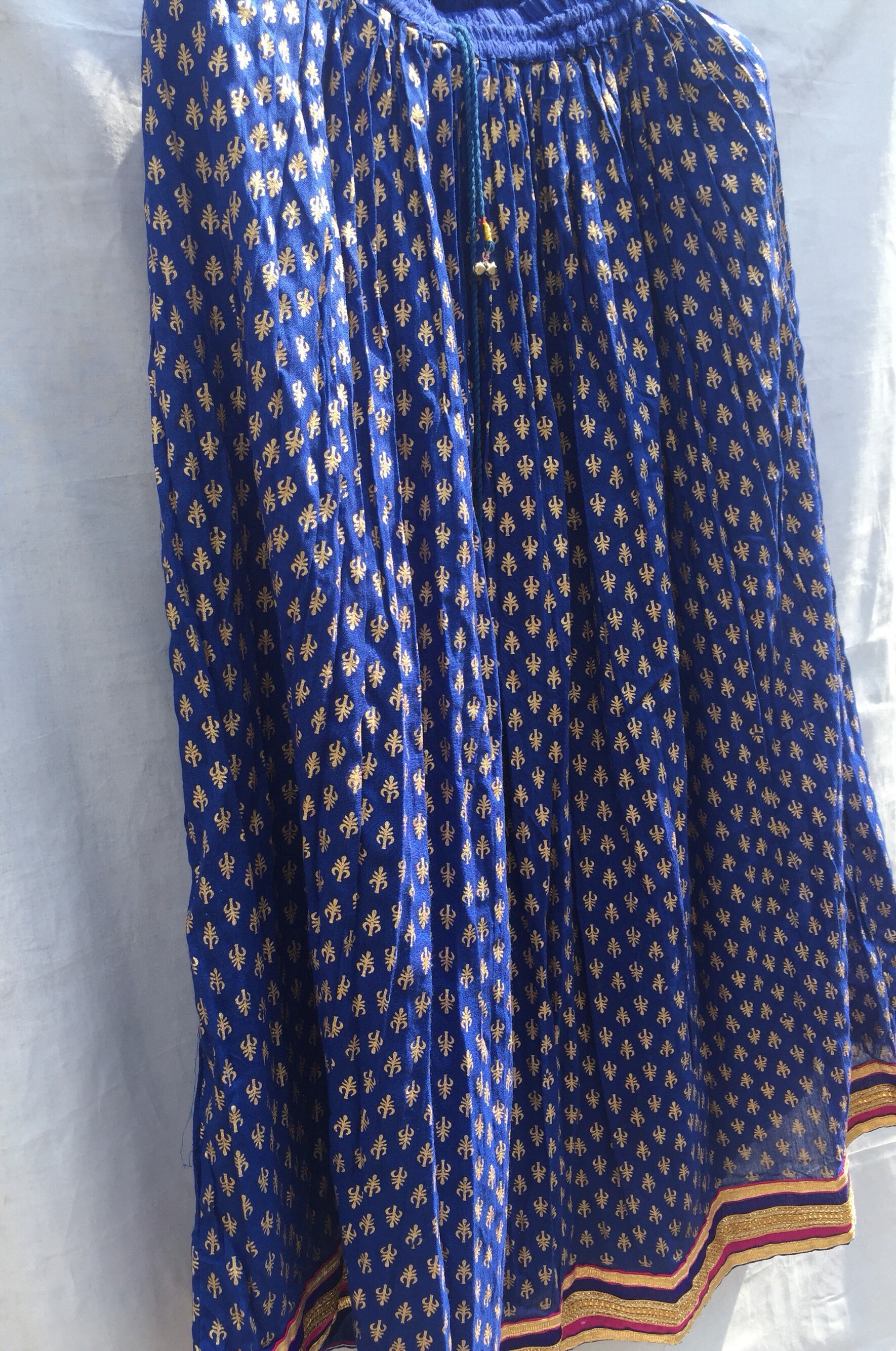 Blue Color and Golden Print Skirt Long Skirt Rayon Skirt - Etsy