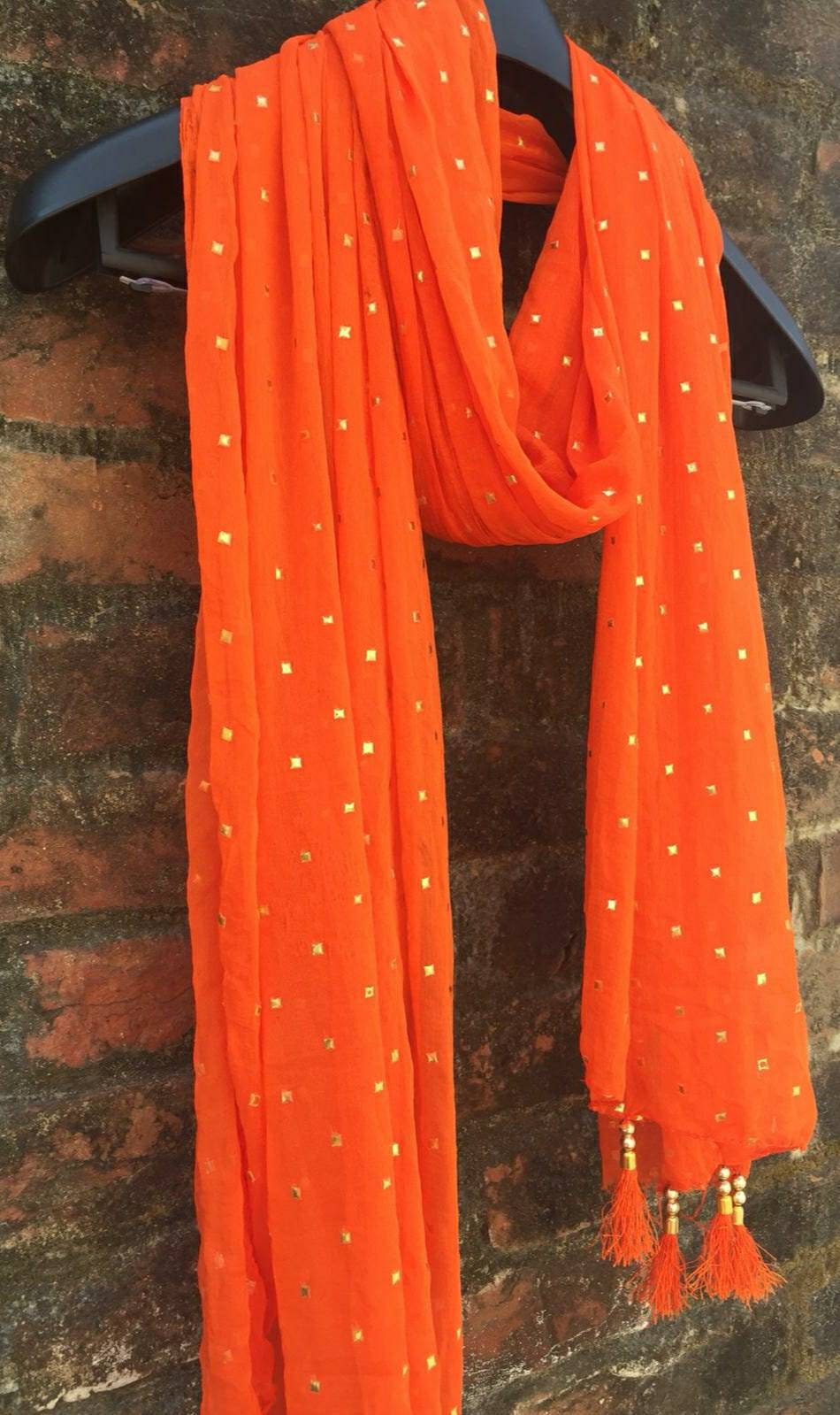 Chiffon dupatta Stole Scarf Indian dupatta Orange color Etsy