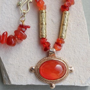 Bronze necklace with carnelian, ancient rome jewel, antique necklace, historical jewels, archaeological jewels, carnelian jewels