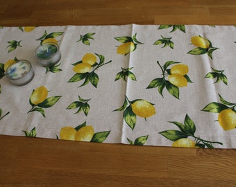 Summer table runner *Lemons*/Table decoration/ Canvas/ Dining table
