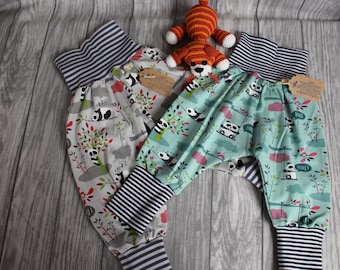*Pandipanda* pantaloni harem/pantaloni che crescono con me, grigi o verdi