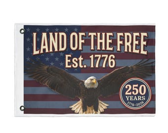 Land van de Vrije Est. Dubbelzijdige vlag uit 1776 | Amerikaanse zeearend, 250 jaar oud