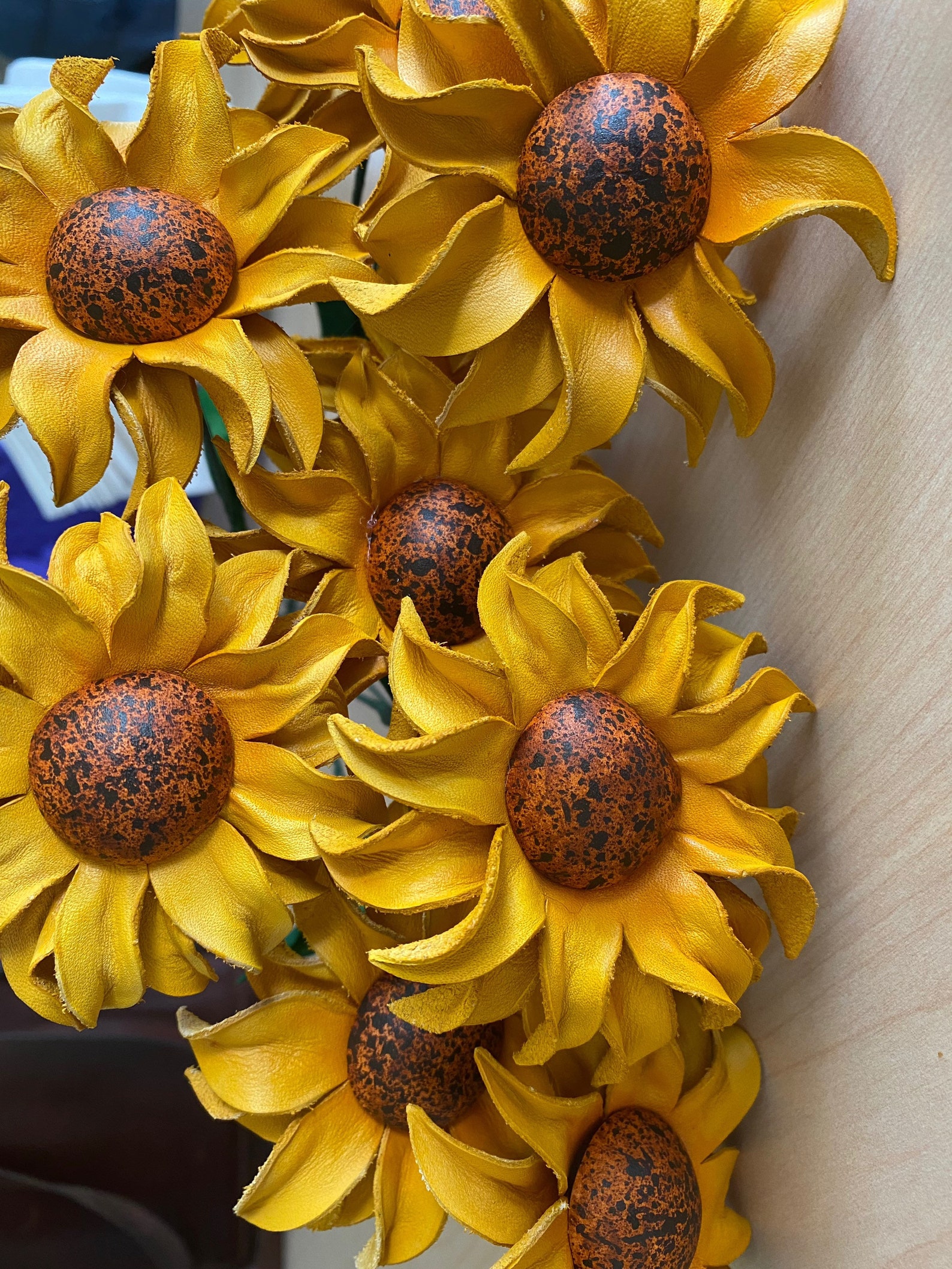 Leather sunflower long stem Etsy