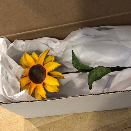 Leather Sunflower Long Stem Etsy