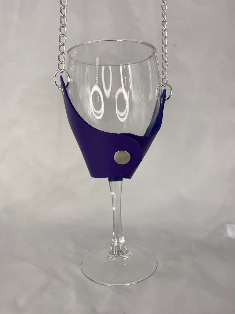 Leather Wine Glass Holder Necklace Etsy