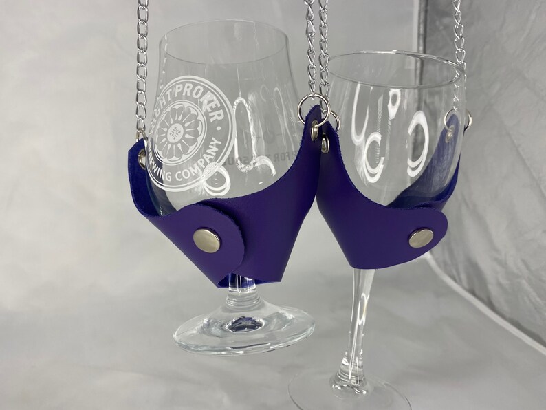 Leather Wine Glass Holder Necklace Etsy