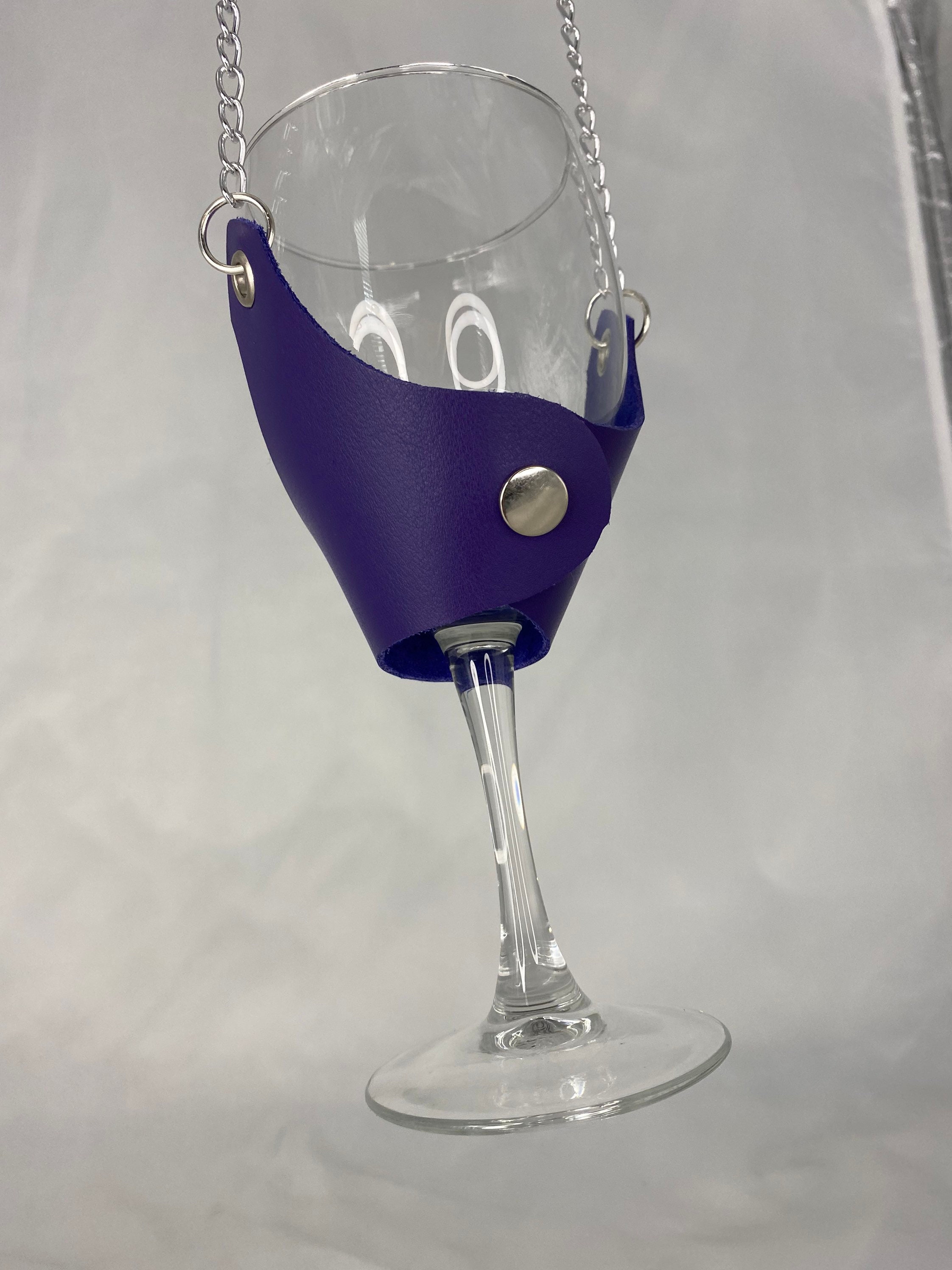 Leather Wine Glass Holder Necklace Etsy