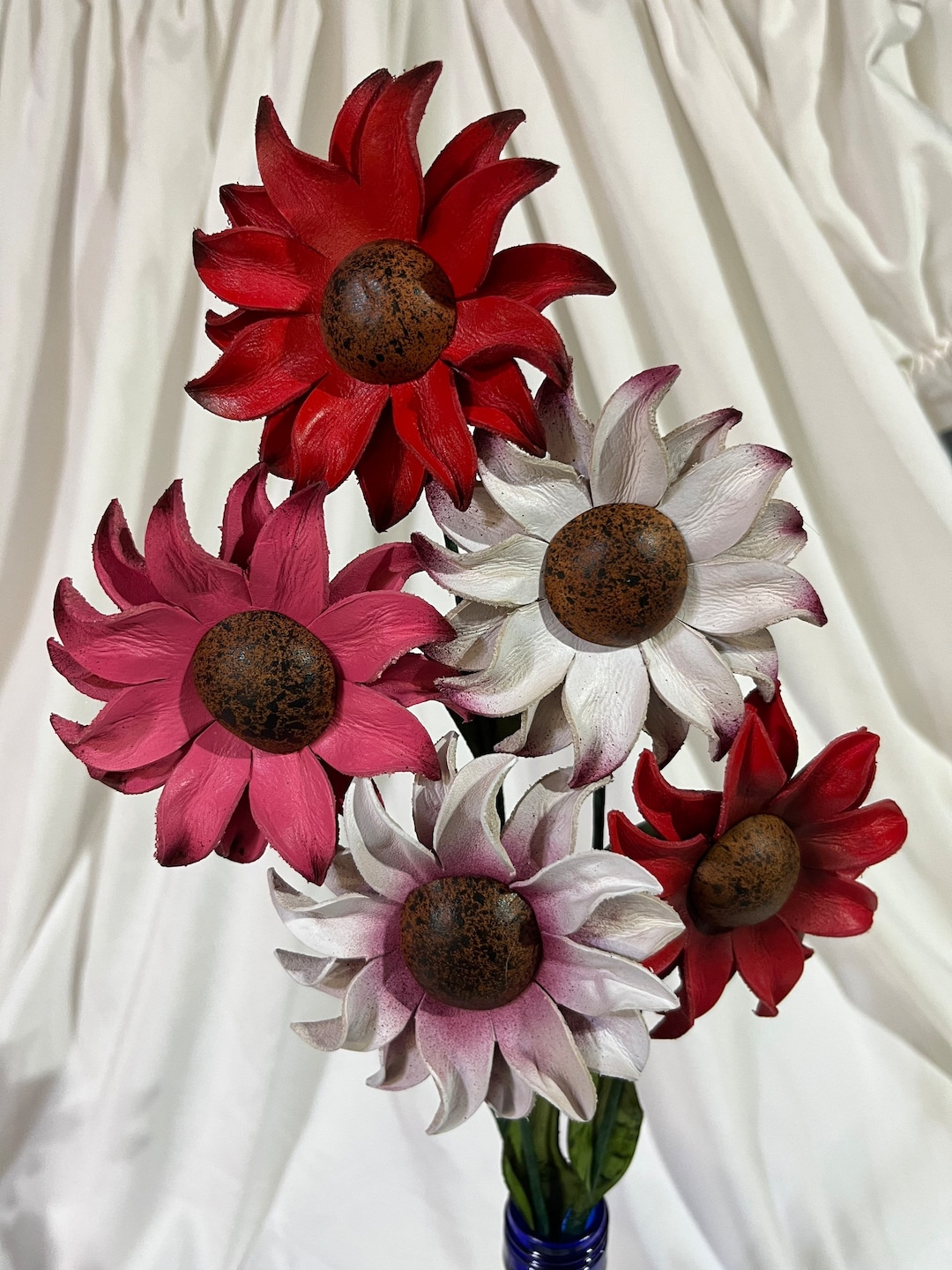 5 Multicolor Leather Sunflowers Custom Date and Initials Etsy