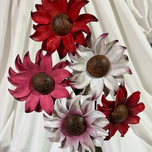 5 Multicolor Leather sunflowers custom date and initials
