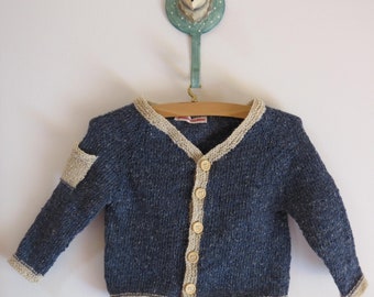 Baby-Jäckchen, Größe 68, Donegal Tweed, jeansblau