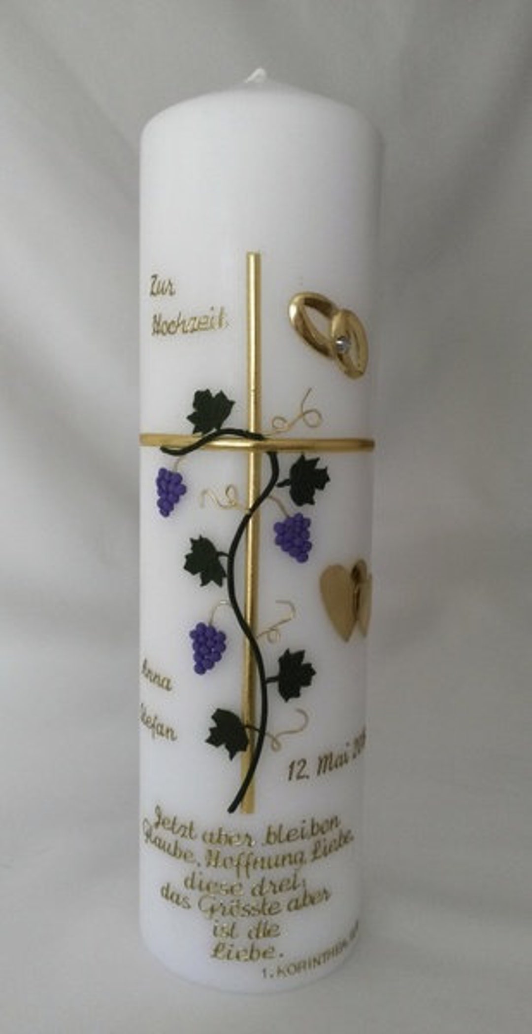 Hochzeitskerze Weinrebe Etsy.de