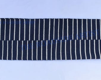 Wool / Cotton  Blue & White Modern Stripes Flat weave Hand woven Rug Kilim Runner - Reversible Runner Rug