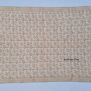 Multi Size Cotton Handblock Printed Yellow And white Rug -Handmade Block Print Rug