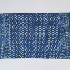 2&#39;X3&#39; Cotton Indigo Blue & White Handblock Printed - 100% Cotton Handmade  Print Small Rug 60*90 cm