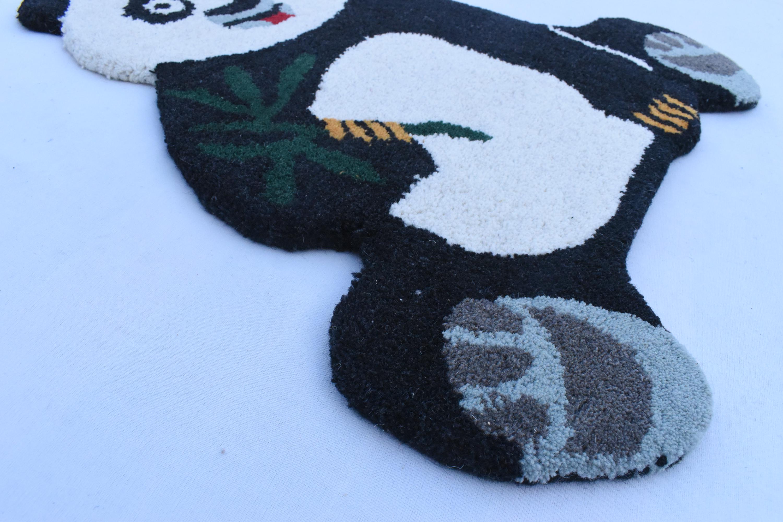 Panda Rug Tufting 2x3 Hand Tufted Panda Wool Carpet - Handmade Decorative Living Room ...