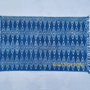 2&#39;X3&#39; Cotton Indigo Blue & White Handblock Printed - 100% Cotton Handmade  Print Small Rug 60*90 cm