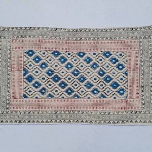 2&#39;X3&#39; Cotton Black & Red Handblock Printed - Beautiful Handmade Block Print Small Rug 60*90 cm