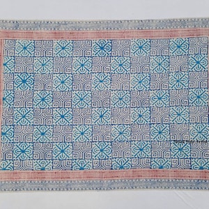 Multi Size Cotton Handblock Printed Blue And Turquoise color Rug -Handmade Block Print Rug