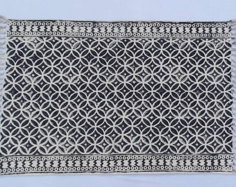 2&#39;X3&#39; Cotton Handblock Printed Black & White Handmade Block Print Small Rug 60*90 cm