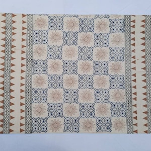 Multi Size Cotton Indigo Blue Hand Block Printed indian Rug- Brown, Indigo Blue and Black