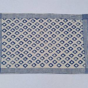 2&#39;X3&#39; Cotton Navy Blue Handblock Printed Dark Navy Blue Handmade Block Print Small Rug 60*90 cm